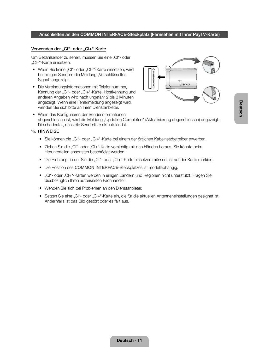 Samsung UE40ES5700SXZF, UE32ES5700SXZF, UE46ES5700SXZF manual Hinweise 