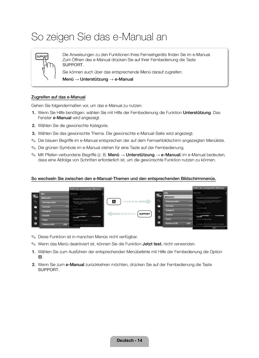 Samsung UE40ES5700SXZF, UE32ES5700SXZF, UE46ES5700SXZF manual So zeigen Sie das e-Manual an 