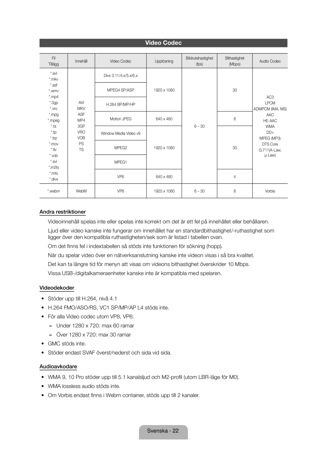 Samsung UE46ES6545UXXE, UE32ES6545UXXE, UE46ES6715UXXE, UE40ES6565UXXE, UE32ES6535UXXE, UE32ES6575UXXE manual MKV Admpcm IMA, MS 