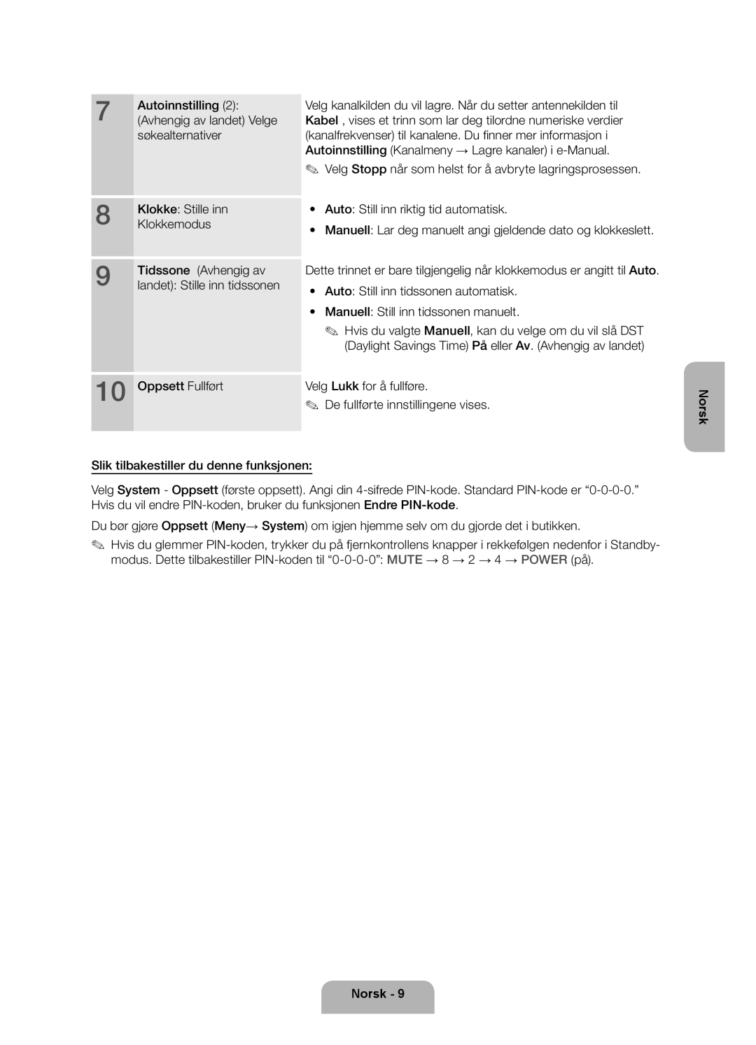 Samsung UE55ES6545UXXE manual Autoinnstilling, Oppsett Fullført, Velg Lukk for å fullføre De fullførte innstillingene vises 