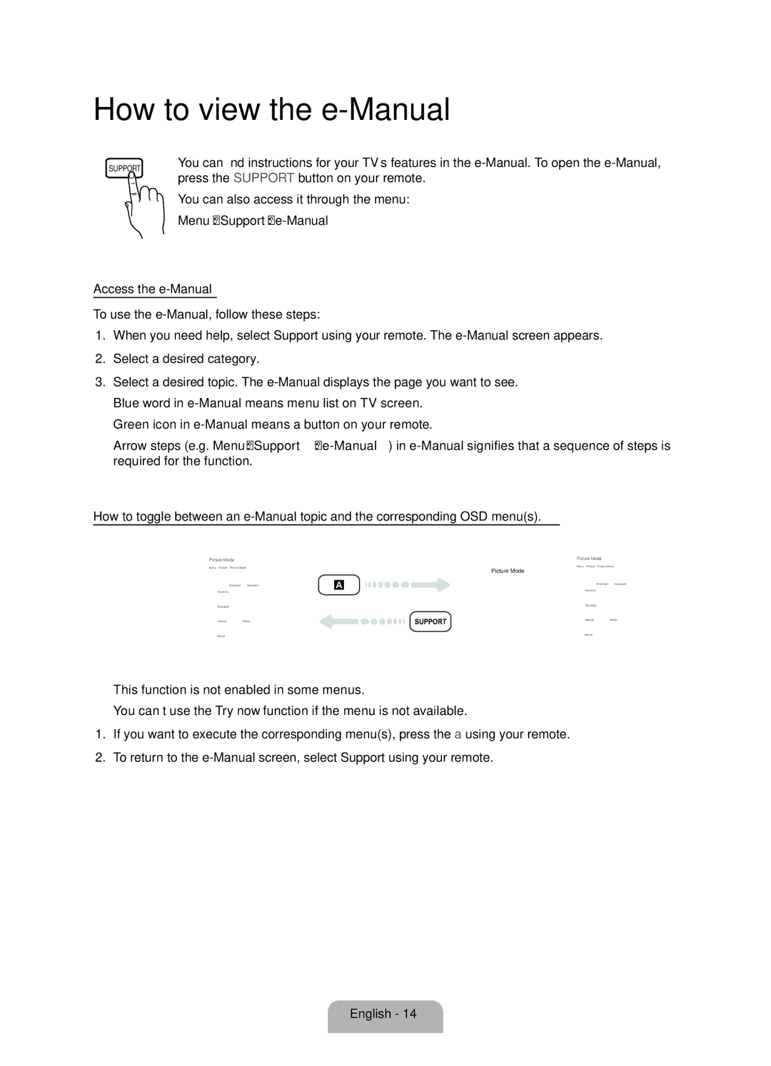 Samsung UE32ES6530SXZG, UE32ES6570SXXH, UE40ES6710SXXN, UE40ES6710SXTK, UE40ES6710SXZG manual How to view the e-Manual 