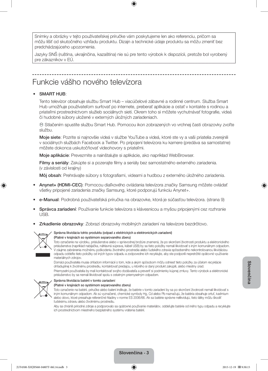 Samsung UE32F4500AWXZH, UE32F4510AWXZH, UE32F4500AWXXH, UE32F4500AWXZF manual Funkcie vášho nového televízora, Smart HUB 