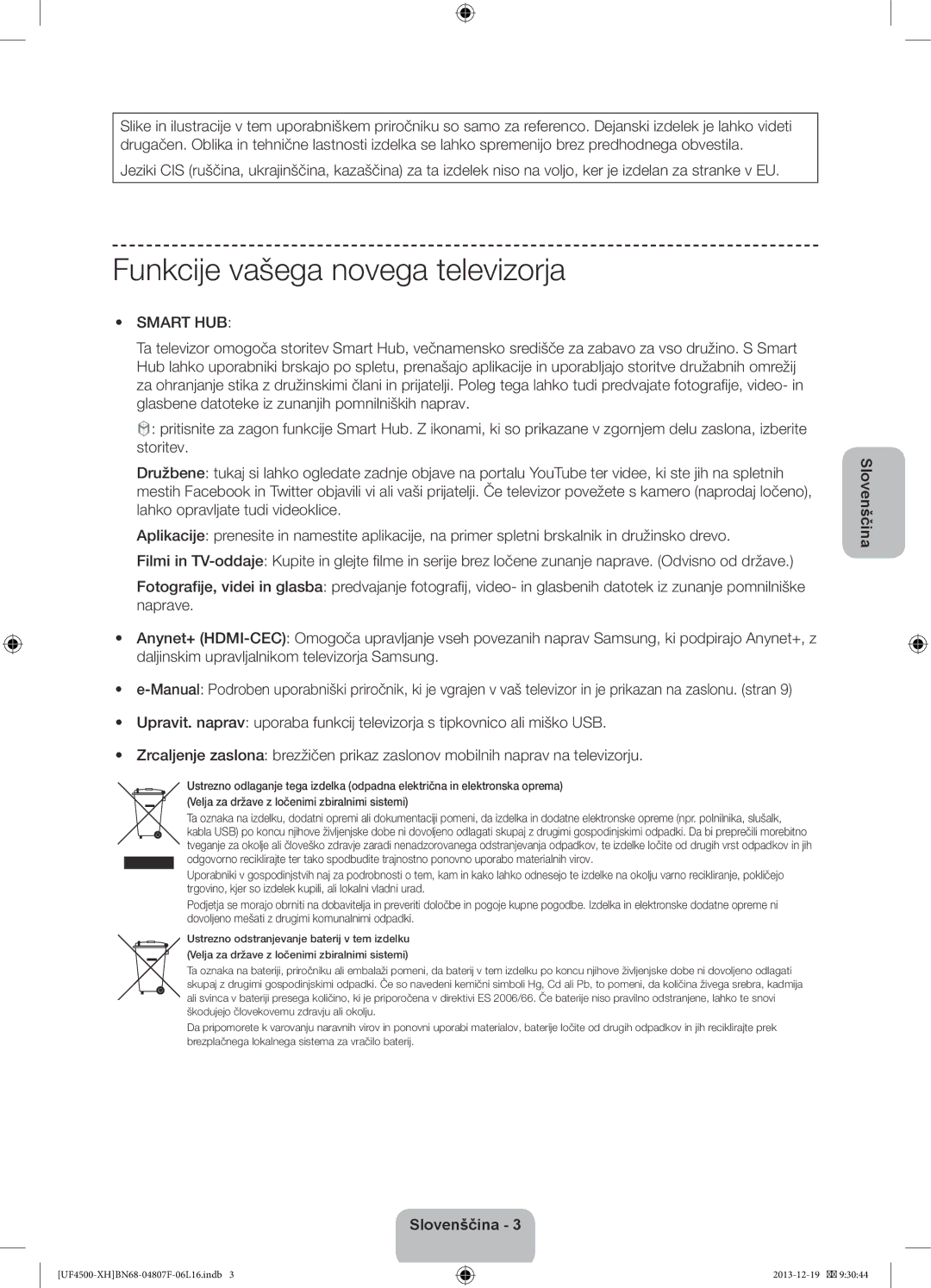 Samsung UE32F4500AWXZF, UE32F4510AWXZH, UE32F4500AWXZH, UE32F4500AWXXH manual Funkcije vašega novega televizorja, Smart HUB 