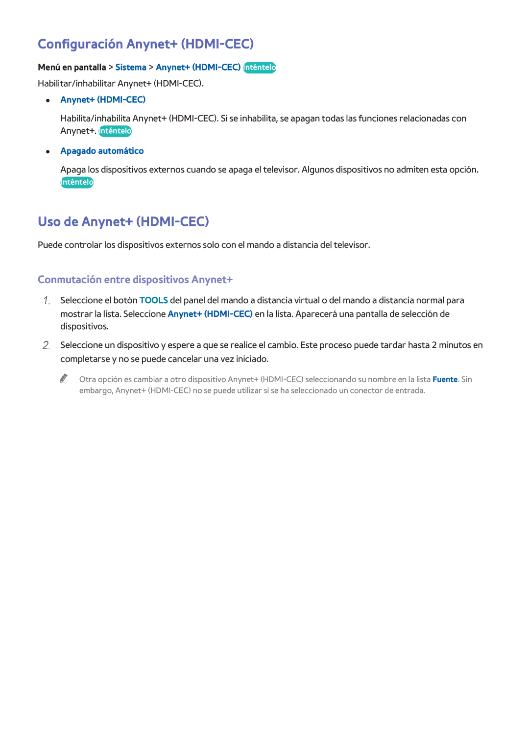 Samsung UE55F6640SSXXC Configuración Anynet+ HDMI-CEC, Uso de Anynet+ HDMI-CEC, Conmutación entre dispositivos Anynet+ 