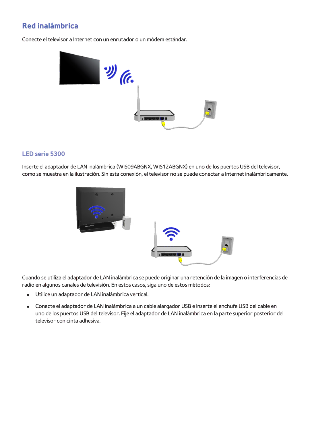 Samsung UE46F6200AWXXH, UE32F5700AWXZH, UE65F6400AWXXH, UE40F6400AWXXC, UE32F5500AWXXC manual Red inalámbrica, LED serie 