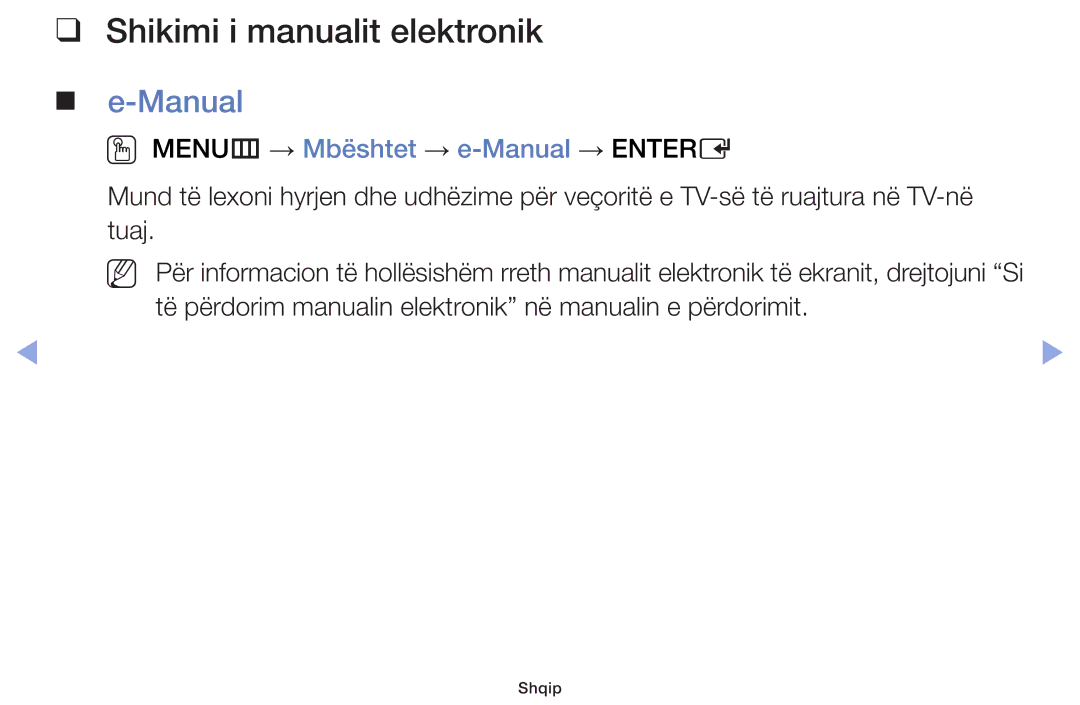 Samsung UE32F6100AWXXH, UE40F6100AWXXH Shikimi i manualit elektronik, OO MENUm → Mbështet → e-Manual → Entere 