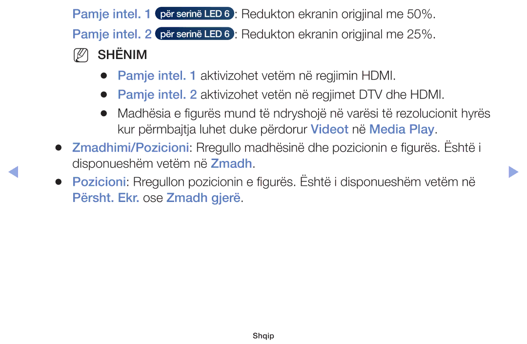 Samsung UE60F6100AWXXH, UE32F6100AWXXH, UE40F6100AWXXH, UE22F5000AWXXH Pamje intel Pamje intel, Përsht. Ekr. ose Zmadh gjerë 