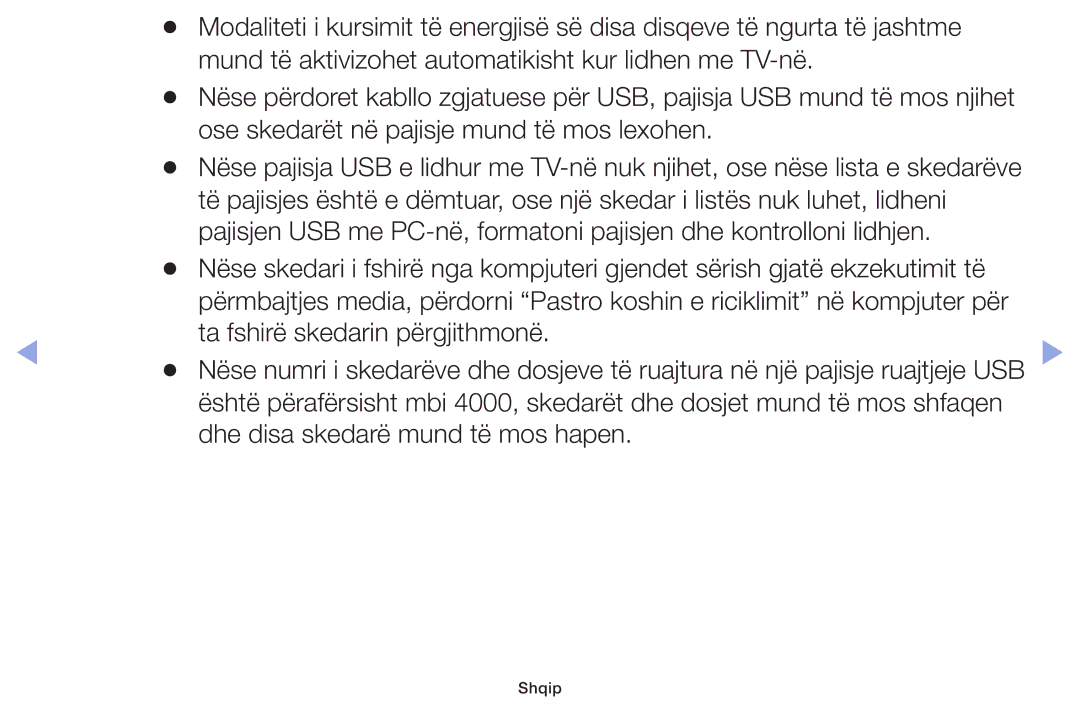 Samsung UE46F6100AWXXH, UE32F6100AWXXH, UE40F6100AWXXH, UE22F5000AWXXH manual Ose skedarët në pajisje mund të mos lexohen 