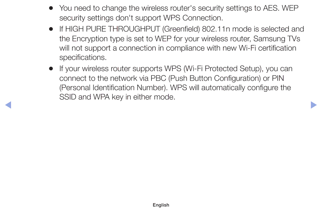 Samsung UE46F6100AWXXH, UE32F6100AWXXH, UE55F6100AWXZG, UE40F6100AWXXH manual Security settings dont support WPS Connection 