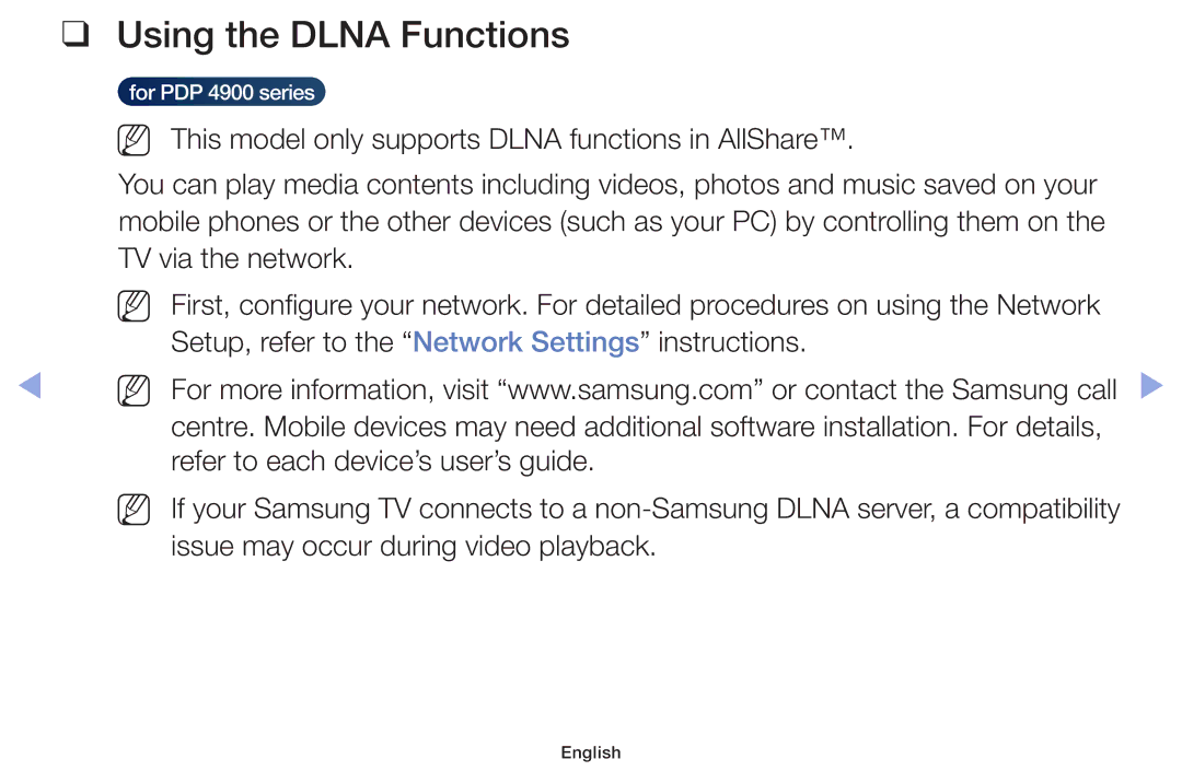 Samsung UE22F5000AKXZT, UE32F6100AWXXH, UE55F6100AWXZG, UE40F6100AWXXH, UE22F5000AWXXH manual Using the Dlna Functions 