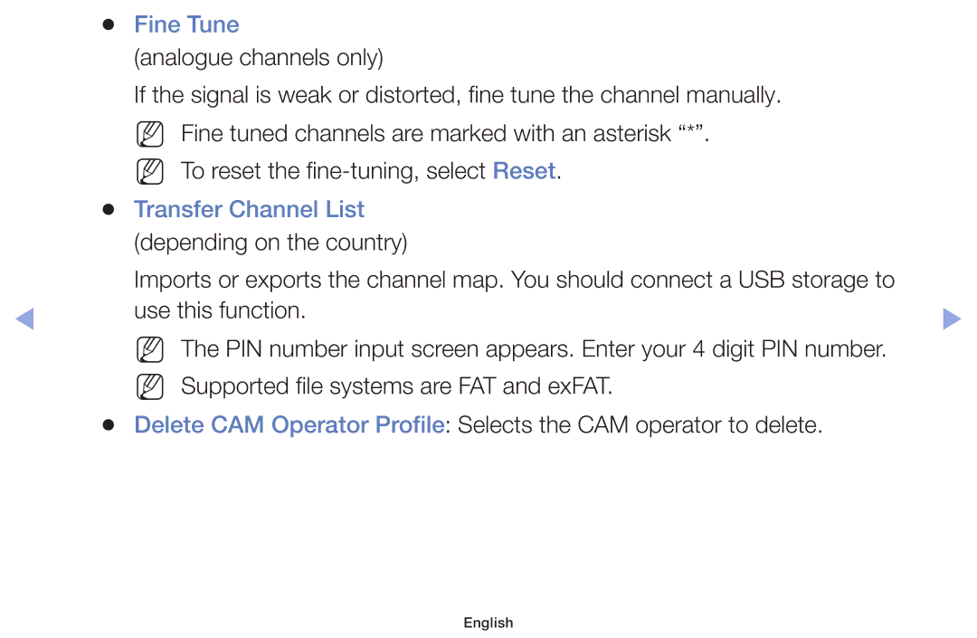 Samsung UE50F6100AWXZG, UE32F6100AWXXH, UE55F6100AWXZG, UE40F6100AWXXH, UE22F5000AWXXH manual Fine Tune, Transfer Channel List 