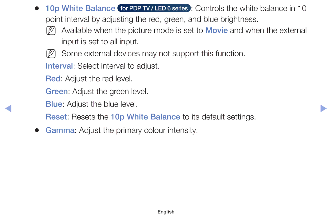 Samsung UE55F6100AKXZT, UE32F6100AWXXH, UE55F6100AWXZG, UE40F6100AWXXH, UE22F5000AWXXH, UE32F6100AWXTK manual 10p White Balance 