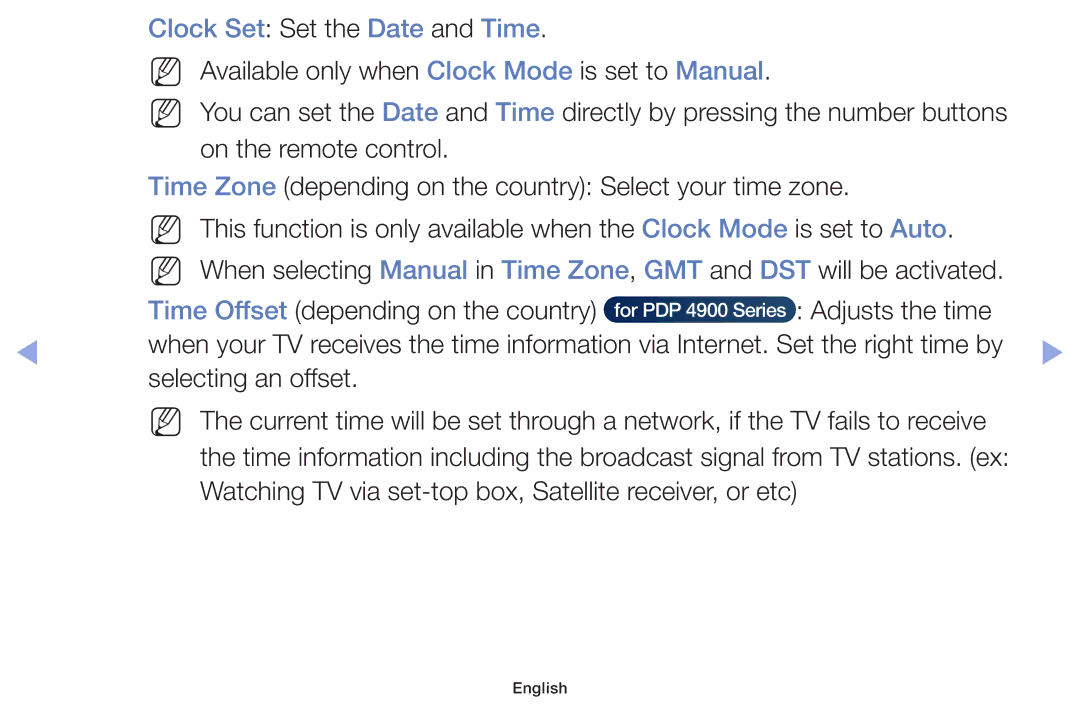 Samsung UE32F6100AWXBT manual Clock Set Set the Date and Time, Time Offset depending on the country Adjusts the time 