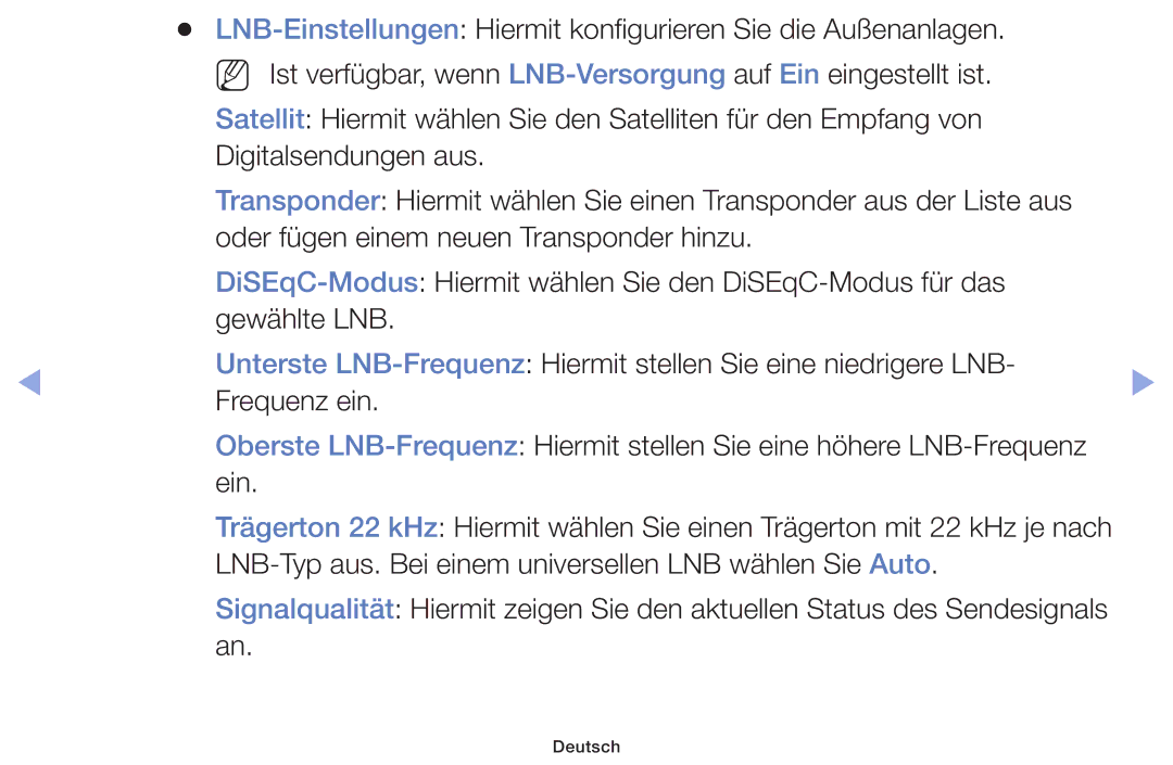 Samsung UE19F4000AWXXH, UE32F6100AWXXH, UE55F6100AWXZG manual LNB-Typ aus. Bei einem universellen LNB wählen Sie Auto 