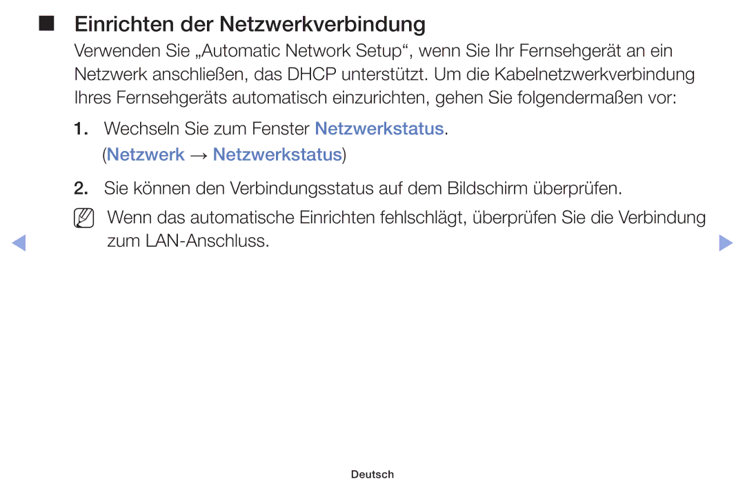 Samsung UE32F6100AWXZF, UE32F6100AWXXH, UE55F6100AWXZG, UE40F6100AWXXH, UE22F5000AWXXH manual Einrichten der Netzwerkverbindung 