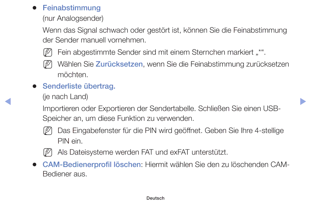 Samsung UE50F6100AWXZG, UE32F6100AWXXH, UE55F6100AWXZG, UE40F6100AWXXH, UE22F5000AWXXH Feinabstimmung, Senderliste übertrag 