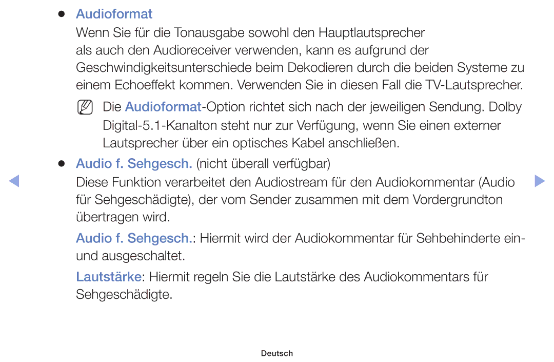 Samsung UE60F6100AWXZF, UE32F6100AWXXH manual Audioformat, Als auch den Audioreceiver verwenden, kann es aufgrund der 