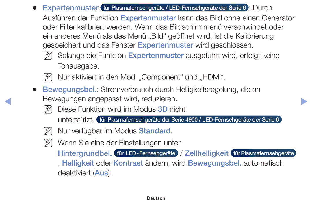 Samsung UE46F6100AWXZG, UE32F6100AWXXH, UE55F6100AWXZG, UE40F6100AWXXH, UE22F5000AWXXH manual Expertenmuster, Hintergrundbel 