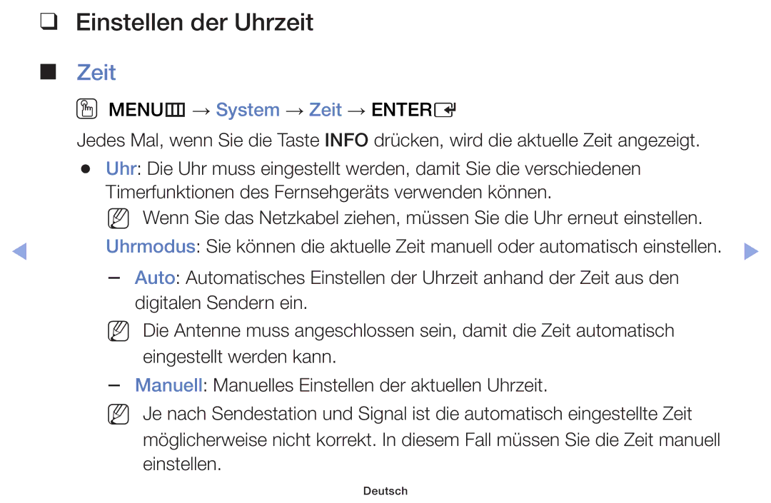 Samsung UE28F4000AWXZG, UE32F6100AWXXH, UE55F6100AWXZG, UE40F6100AWXXH, UE22F5000AWXXH manual Einstellen der Uhrzeit, Zeit 