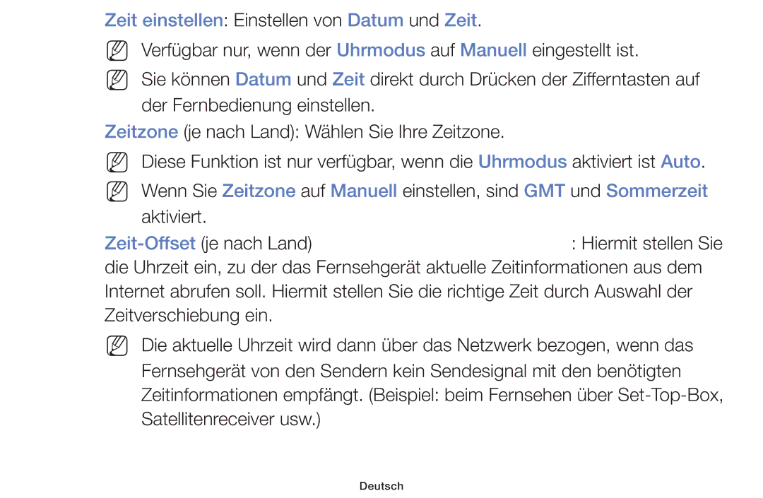 Samsung UE60F6100AWXZF manual Zeit einstellen Einstellen von Datum und Zeit, Zeit-Offsetje nach Land, Hiermit stellen Sie 