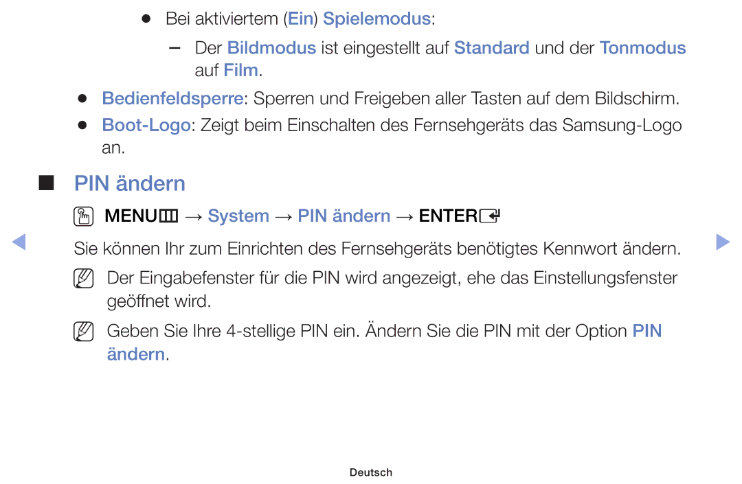 Samsung UE40F6100AWXXC, UE32F6100AWXXH, UE55F6100AWXZG, UE40F6100AWXXH manual OO MENUm → System → PIN ändern → Entere 