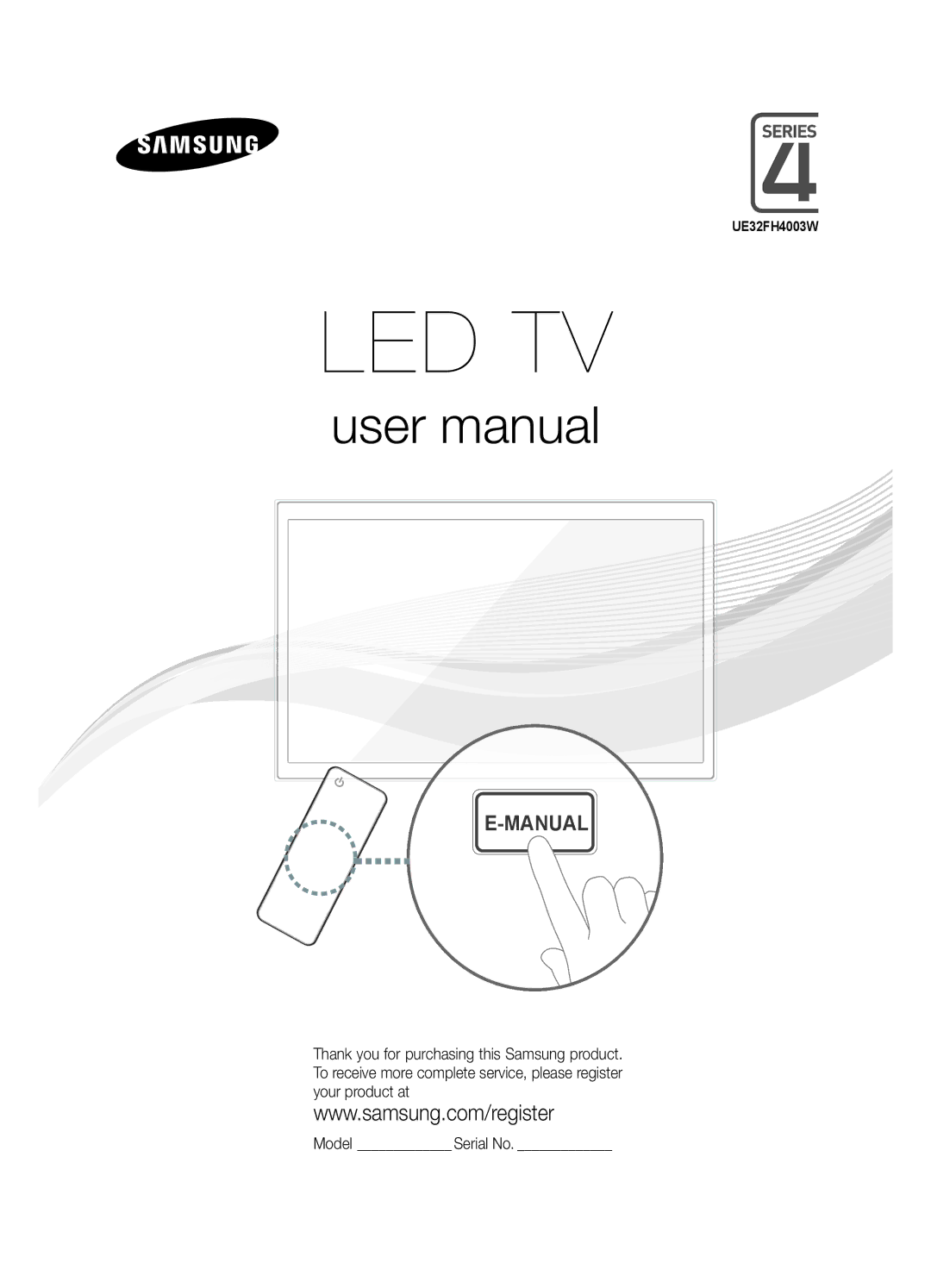 Samsung UE32FH4003WXRU manual Led Tv 