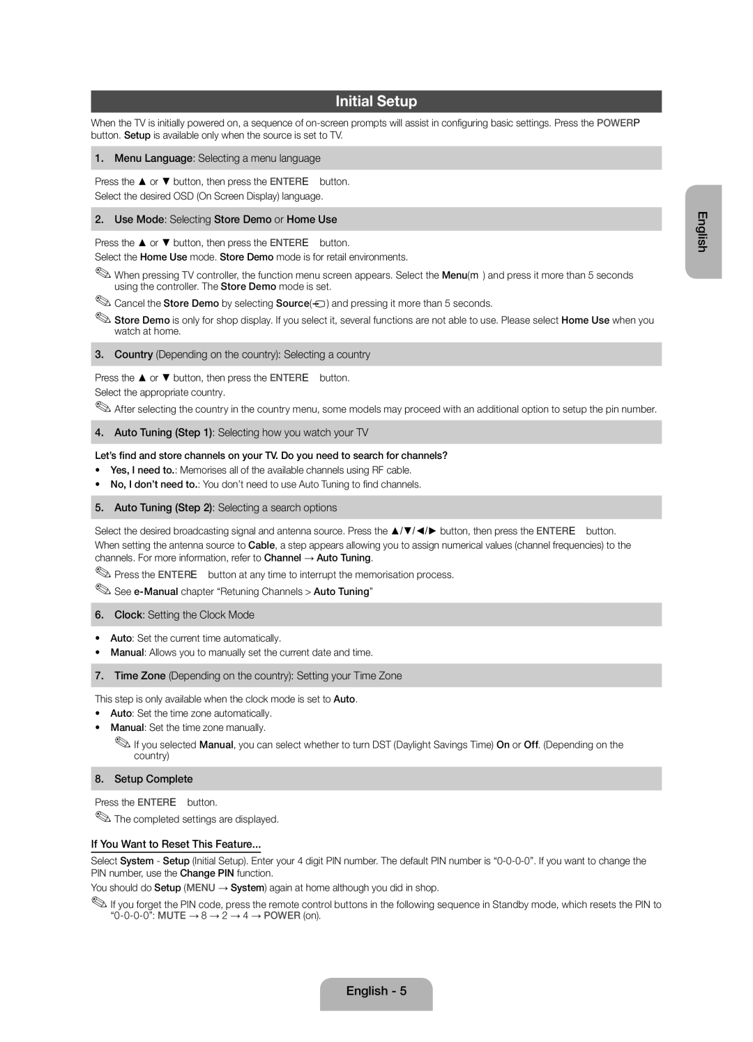 Samsung UE32FH4003WXRU manual Initial Setup 