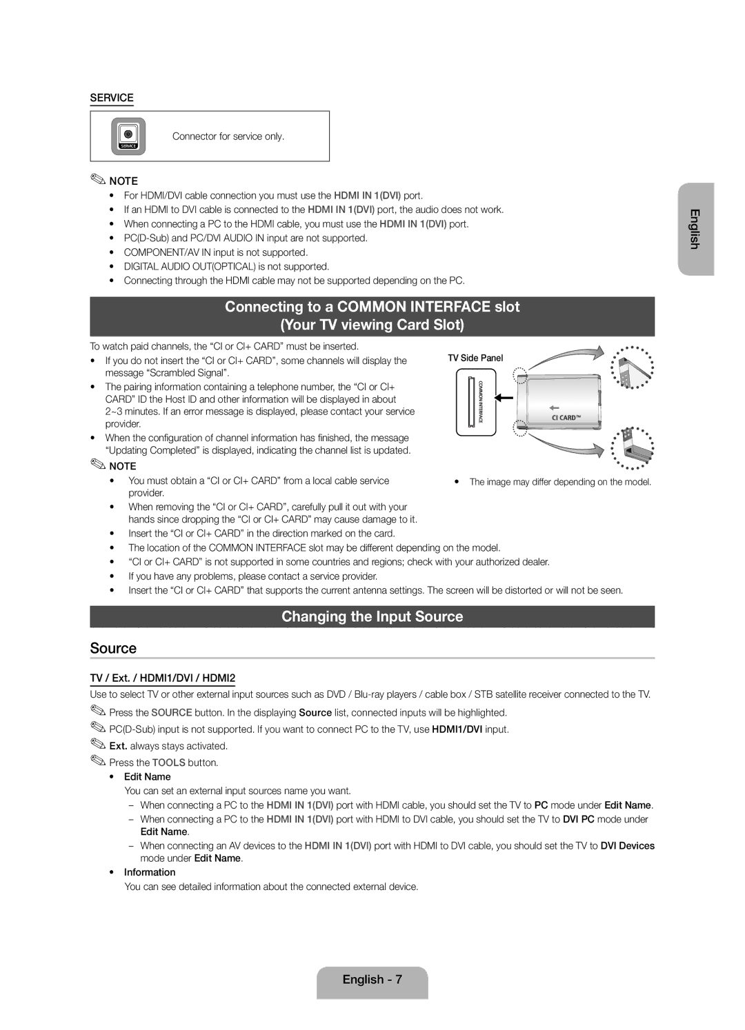 Samsung UE32FH4003WXRU manual Changing the Input Source, TV / Ext. / HDMI1/DVI / HDMI2 