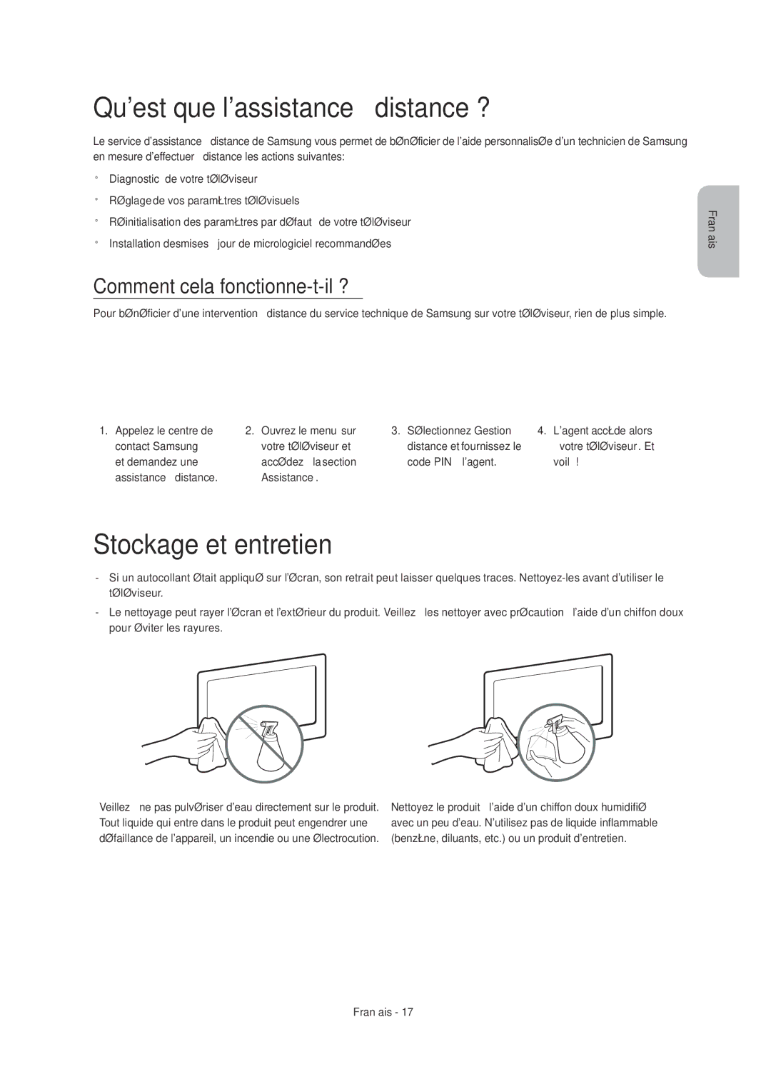 Samsung UE32H4500AWXXC manual Quest que lassistance à distance ?, Stockage et entretien, Comment cela fonctionne-t-il ? 