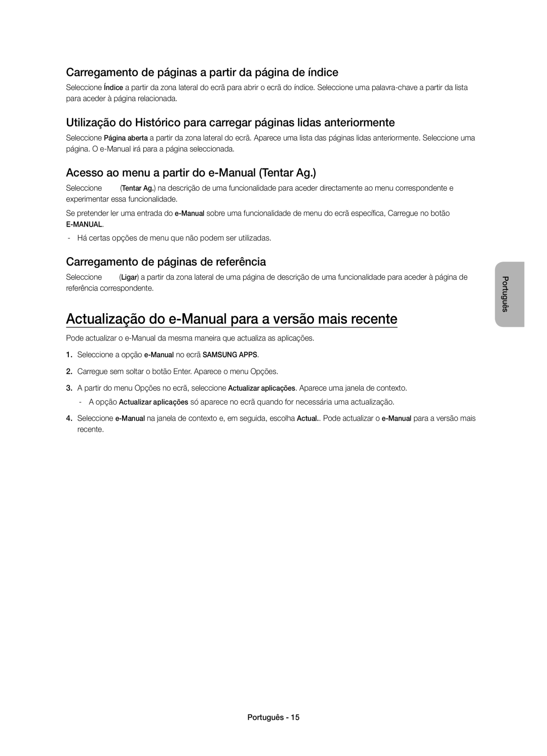 Samsung UE32H4500AWXXH Actualização do e-Manual para a versão mais recente, Acesso ao menu a partir do e-Manual Tentar Ag 