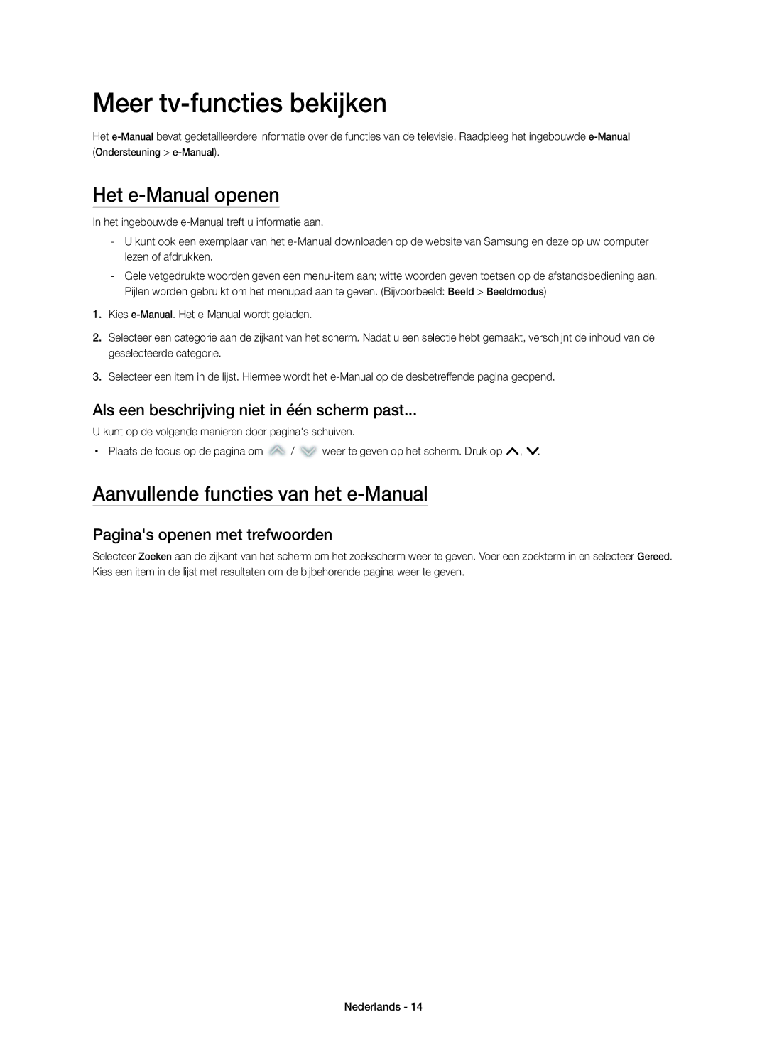 Samsung UE32H4500AWXZF manual Meer tv-functies bekijken, Het e-Manual openen, Aanvullende functies van het e-Manual 