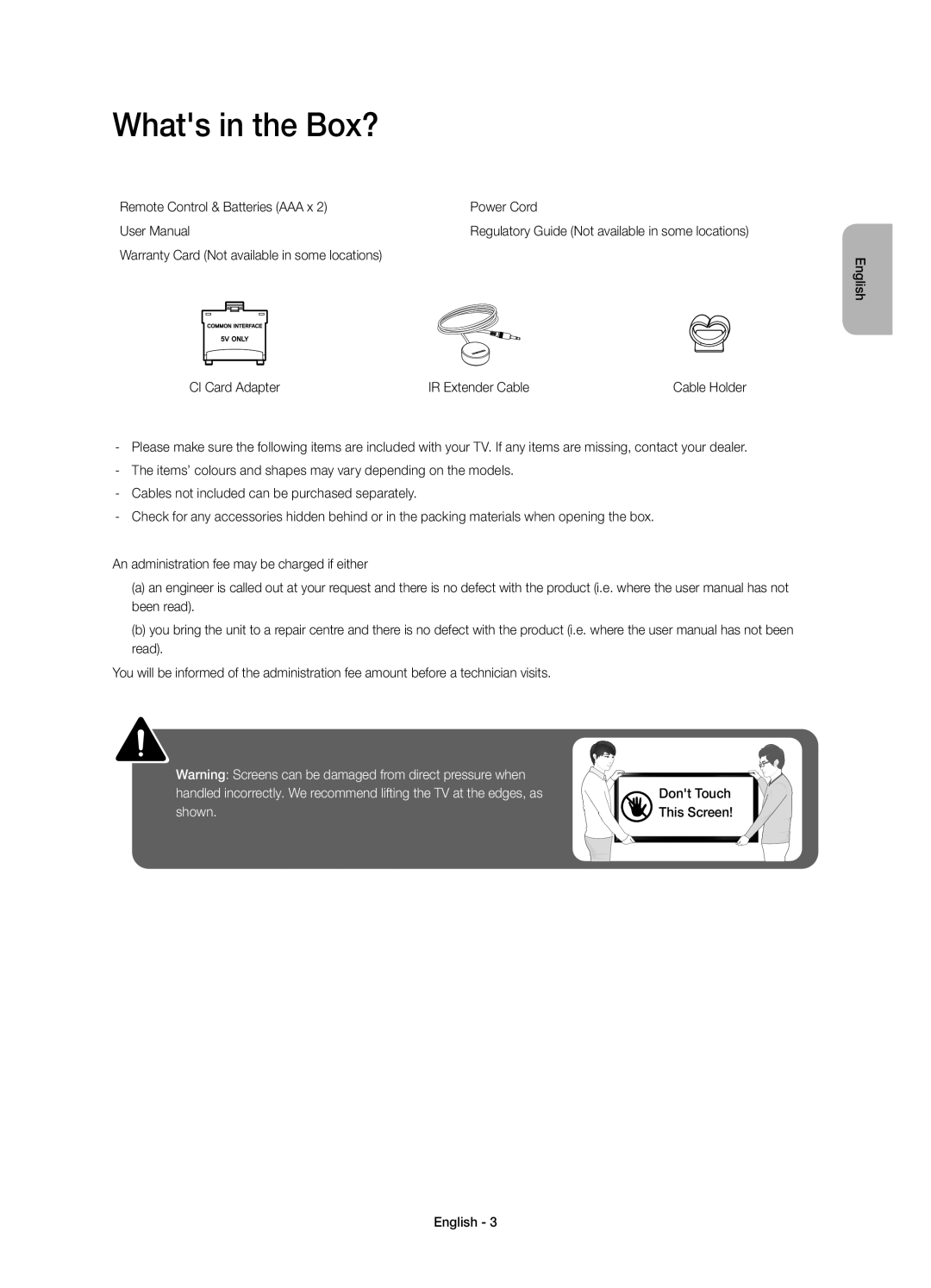 Samsung UE32H4500AKXRU, UE32H4510AKXRU manual Whats in the Box?, Remote Control & Batteries AAA x Power Cord 