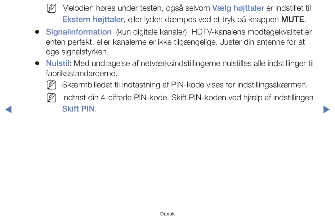 Samsung UE48H5035AKXXE, UE32H5005AKXXE, UE32J4005AKXXE, UE28J4105AKXXE, UE24H4004AWXXE manual Signalinformation, Skift PIN 