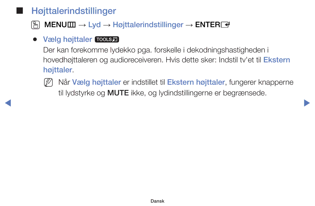 Samsung UE28H4005AWXXE, UE32H5005AKXXE, UE32J4005AKXXE, UE28J4105AKXXE, UE24H4004AWXXE, UE32J5105AKXXE Højttalerindstillinger 