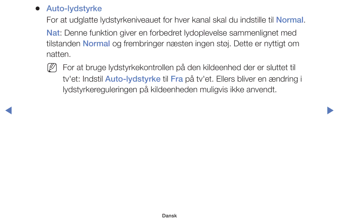 Samsung UE40H5005AKXXE, UE32H5005AKXXE, UE32J4005AKXXE, UE28J4105AKXXE, UE24H4004AWXXE, UE32J5105AKXXE manual Auto-lydstyrke 