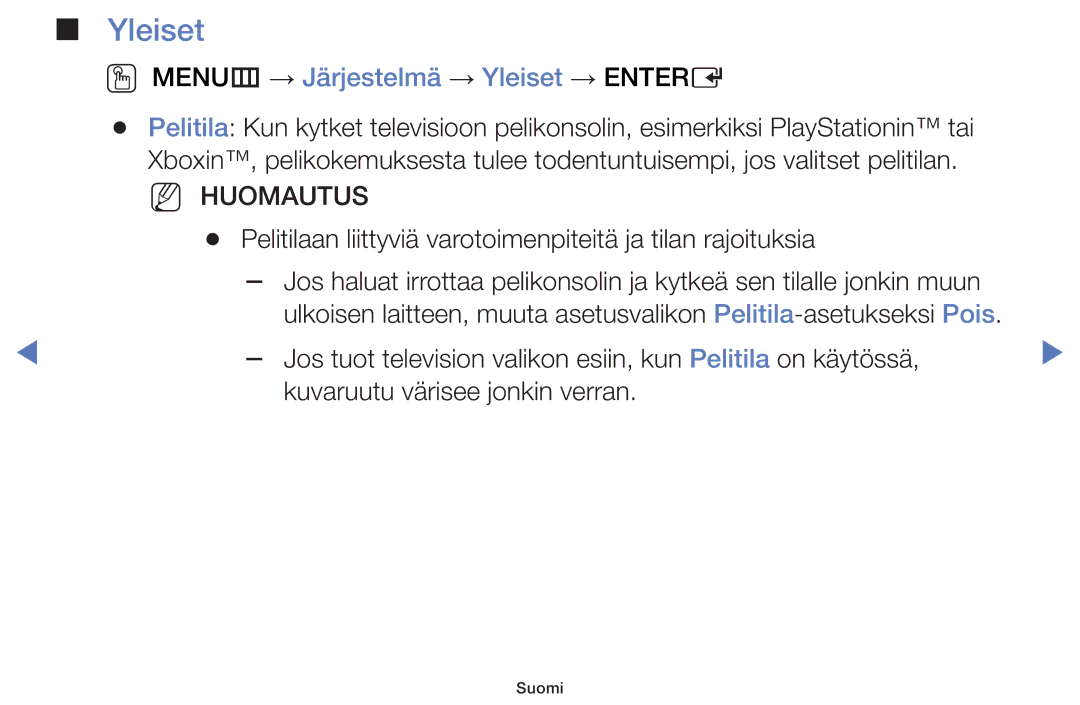 Samsung UE50J5105AKXXE, UE32H5005AKXXE, UE32J4005AKXXE, UE28J4105AKXXE manual OO MENUm → Järjestelmä → Yleiset → Entere 