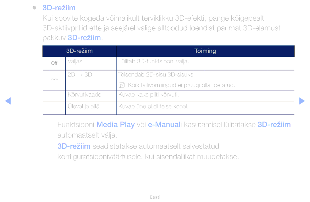 Samsung UE40H5000AWXBT, UE32H5030AWXXH, UE50J5100AWXBT, UE40H4200AWXXH, UE40H5030AWXXH, UE48H5030AWXXH manual 3D-režiim 