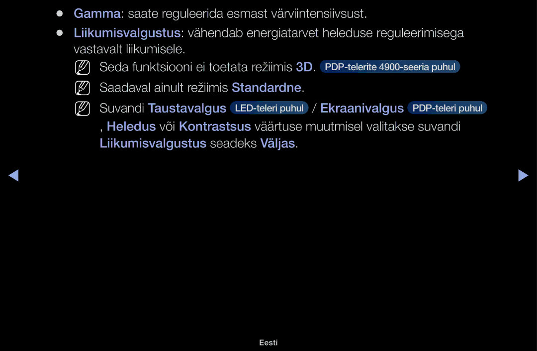 Samsung UE40H5000AWXBT, UE32H5030AWXXH, UE50J5100AWXBT, UE40H4200AWXXH, UE40H5030AWXXH Suvandi Taustavalgus Ekraanivalgus 