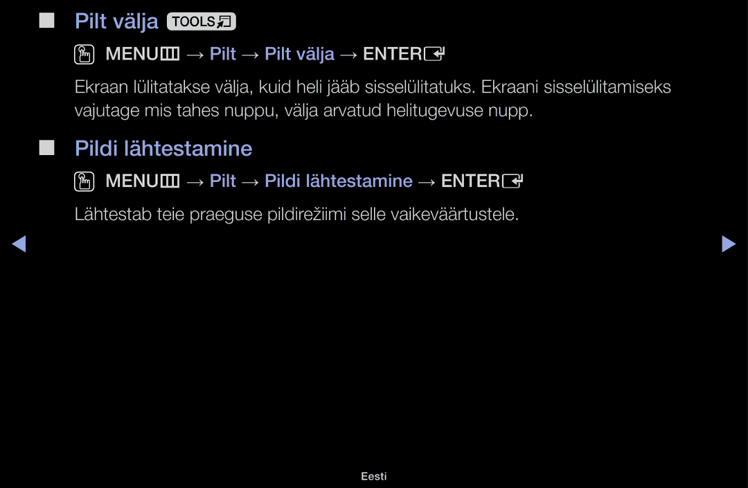 Samsung UE40J5100AWXBT manual Pilt välja t, Pildi lähtestamine, Lähtestab teie praeguse pildirežiimi selle vaikeväärtustele 