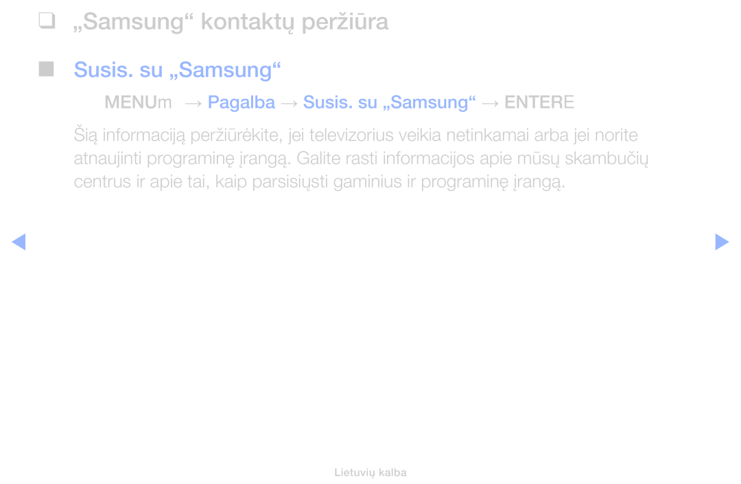 Samsung UE48H5000AKXBT, UE32H5030AWXXH, UE50J5100AWXBT, UE40H4200AWXXH manual „Samsung kontaktų peržiūra, Susis. su „Samsung 