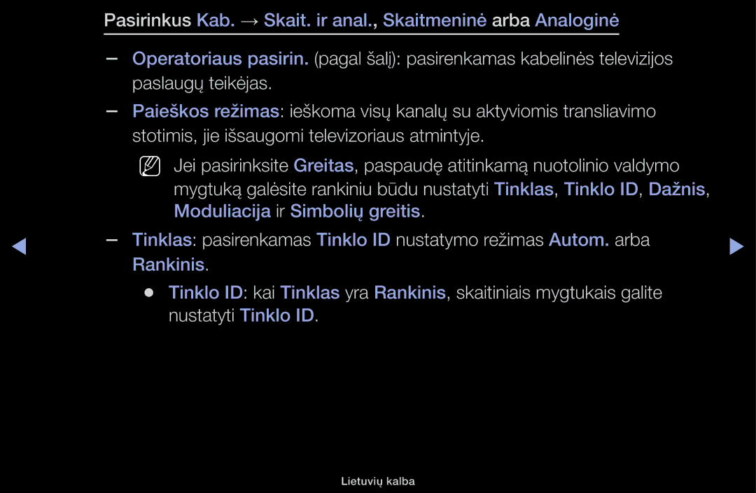 Samsung UE48H5030AWXXH, UE32H5030AWXXH, UE50J5100AWXBT manual Tinklas pasirenkamas Tinklo ID nustatymo režimas Autom. arba 