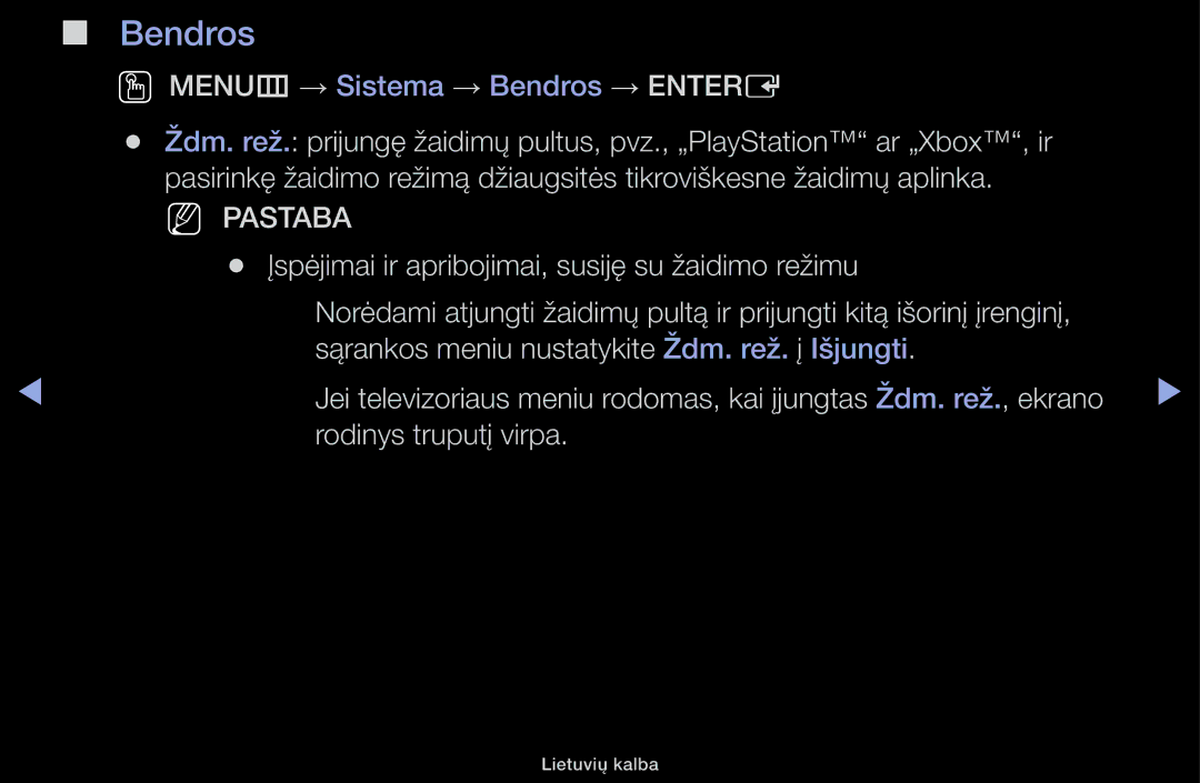Samsung UE50J5100AWXBT, UE32H5030AWXXH, UE40H4200AWXXH, UE40H5030AWXXH manual OO MENUm → Sistema → Bendros → Entere 