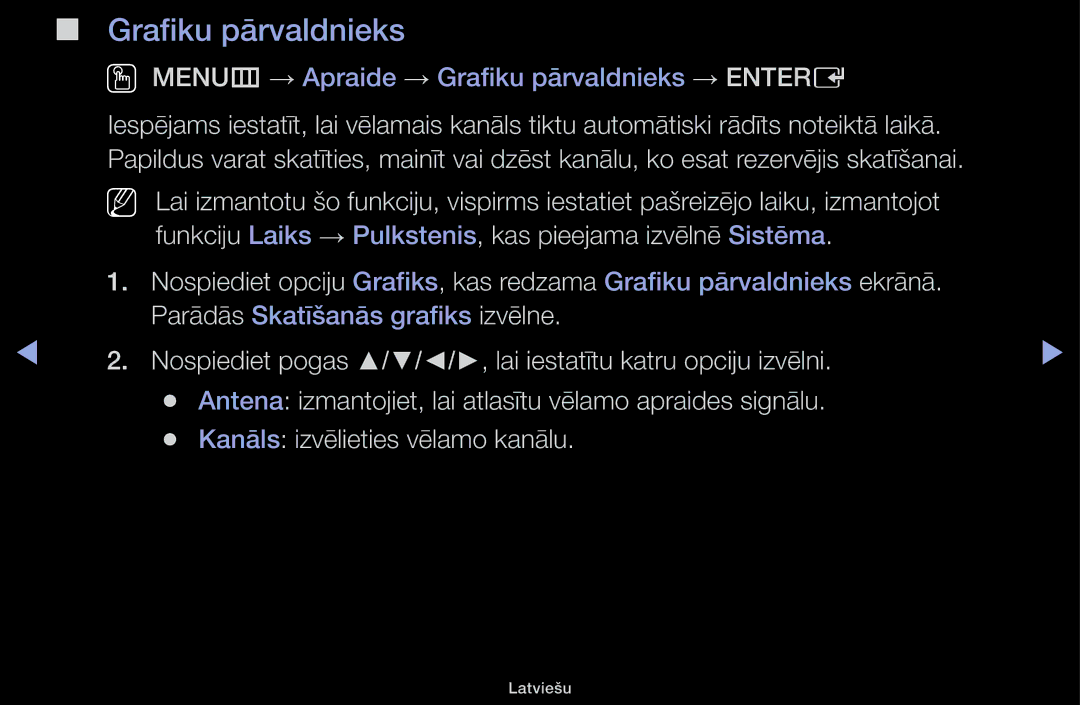 Samsung UE28H4000AWXBT, UE32H5030AWXXH, UE50J5100AWXBT manual OO MENUm → Apraide → Grafiku pārvaldnieks → Entere 