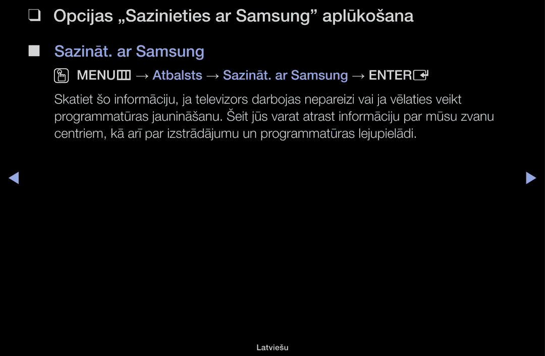 Samsung UE48H5000AKXBT, UE32H5030AWXXH, UE50J5100AWXBT manual Opcijas „Sazinieties ar Samsung aplūkošana, Sazināt. ar Samsung 