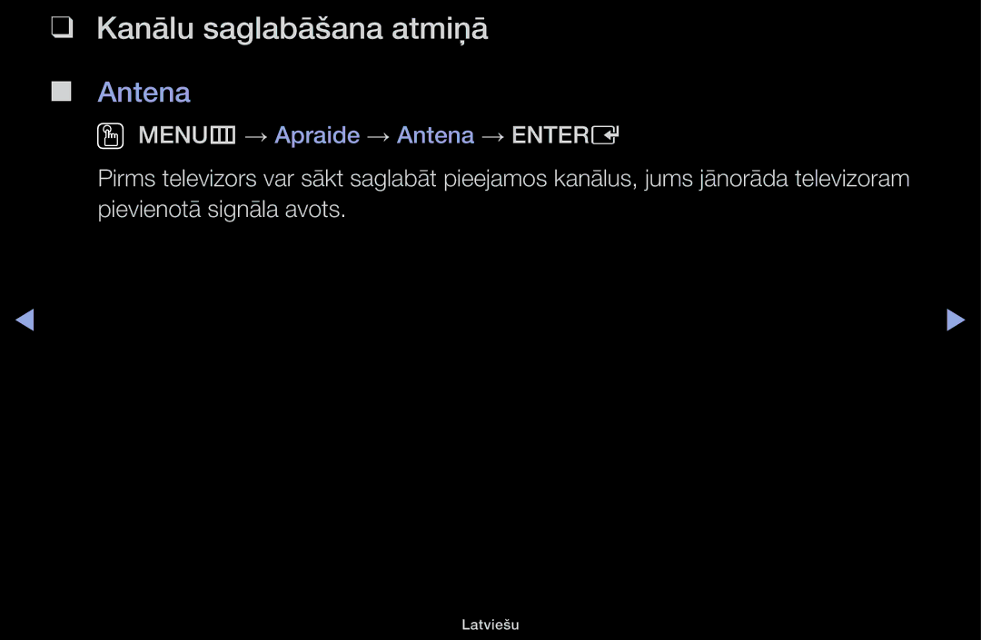 Samsung UE40H4200AWXXH, UE32H5030AWXXH, UE50J5100AWXBT, UE40H5030AWXXH, UE48H5030AWXXH manual Kanālu saglabāšana atmiņā, Antena 