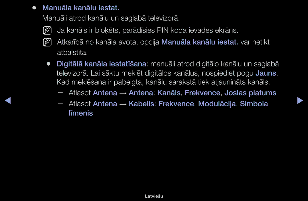 Samsung UE40H5030AWXXH, UE32H5030AWXXH, UE50J5100AWXBT, UE40H4200AWXXH, UE48H5030AWXXH, UE32H4000AWXBT Manuāla kanālu iestat 