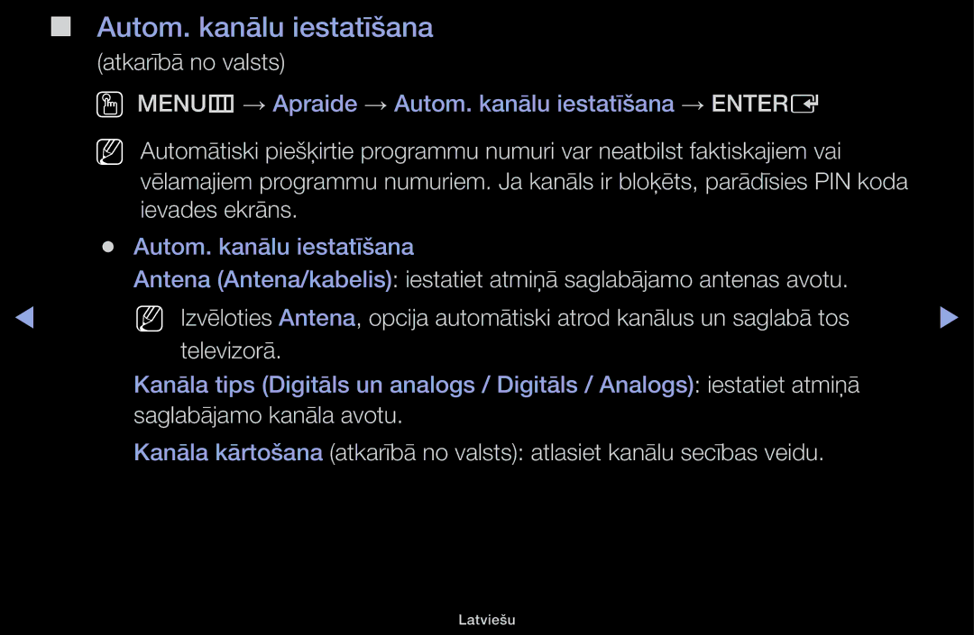 Samsung UE40H5030AWXXH, UE32H5030AWXXH, UE50J5100AWXBT, UE40H4200AWXXH, UE48H5030AWXXH manual Autom. kanālu iestatīšana 