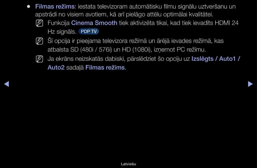 Samsung UE28H4000AWXBT, UE32H5030AWXXH, UE50J5100AWXBT, UE40H4200AWXXH, UE40H5030AWXXH manual Auto2 sadaļā Filmas režīms 