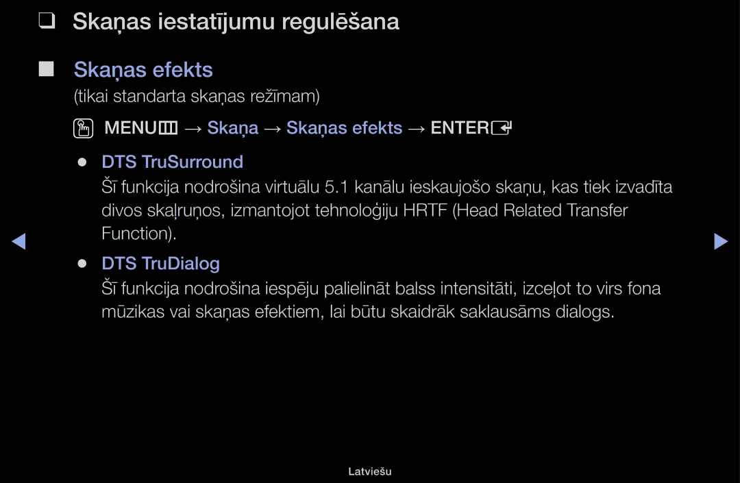 Samsung UE32J4100AWXBT, UE32H5030AWXXH, UE50J5100AWXBT, UE40H4200AWXXH manual Skaņas iestatījumu regulēšana, Skaņas efekts 