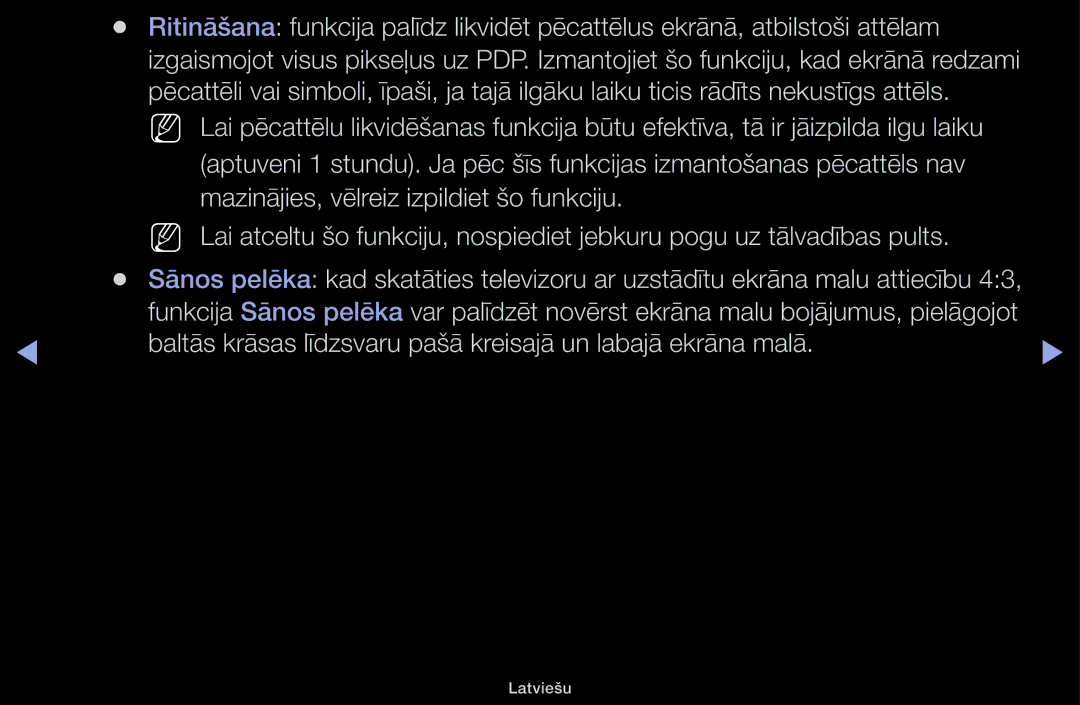 Samsung UE32H5030AWXXH, UE50J5100AWXBT, UE40H4200AWXXH manual Baltās krāsas līdzsvaru pašā kreisajā un labajā ekrāna malā 